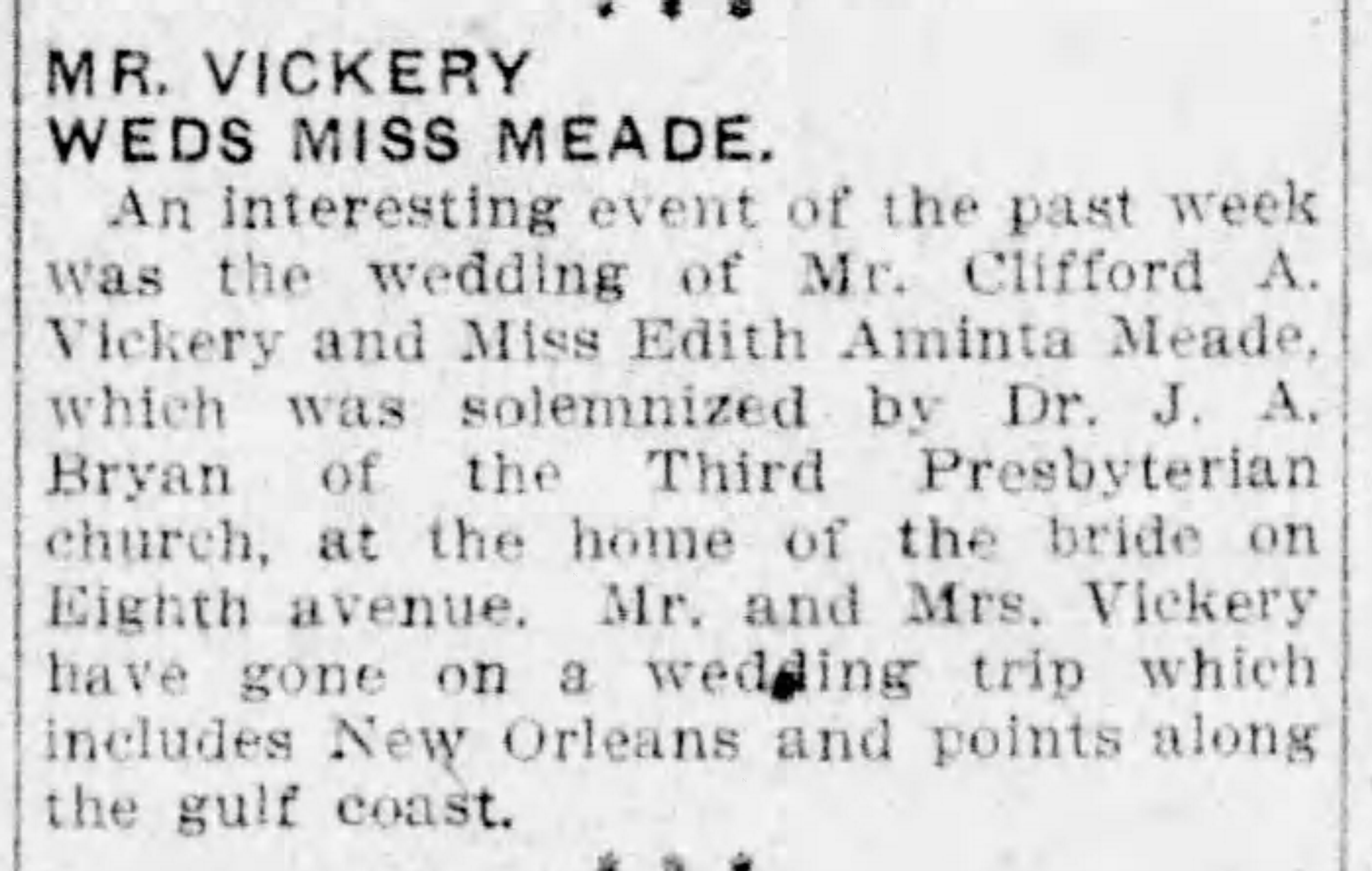 Clifford A. Vickery-Edith Aminta Meade